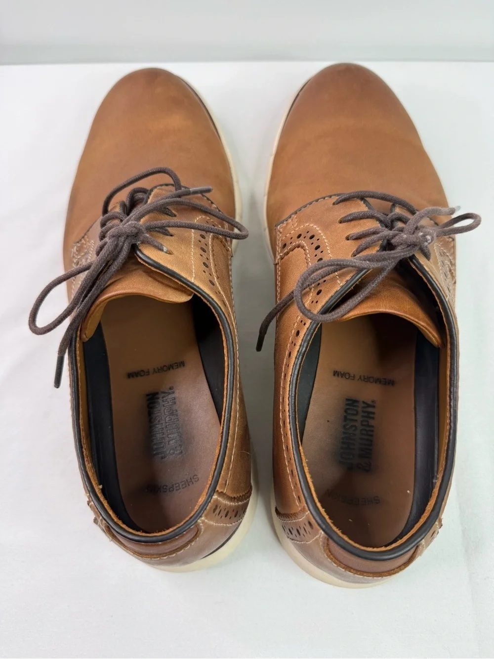 Johnston & Murphy Holden Plain Toe Oxford Shoes Tan Oiled Size 8.5